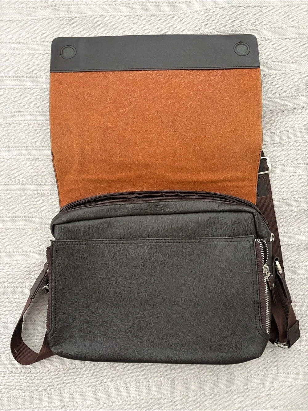 Kangaroo Kingdom Brown Faux Leather Messenger Crossbody Laptop Bag